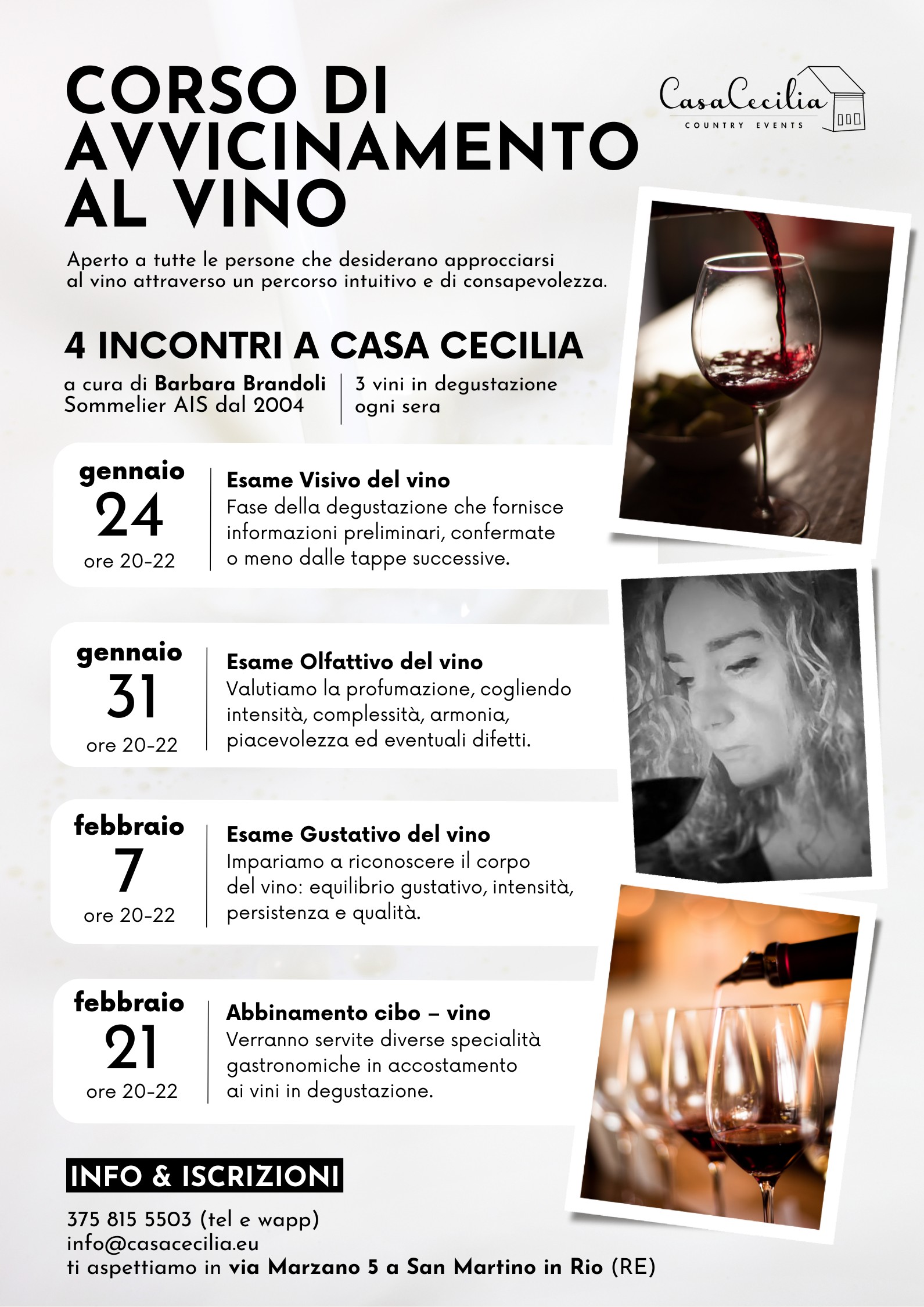 Corso di avvicinamento al vino Casa Cecilia 2024